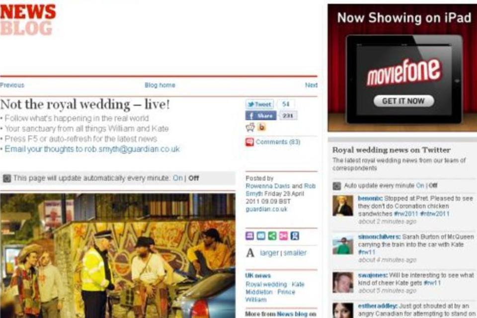 "The Guardian" oferece site para quem não quer saber do casamento real