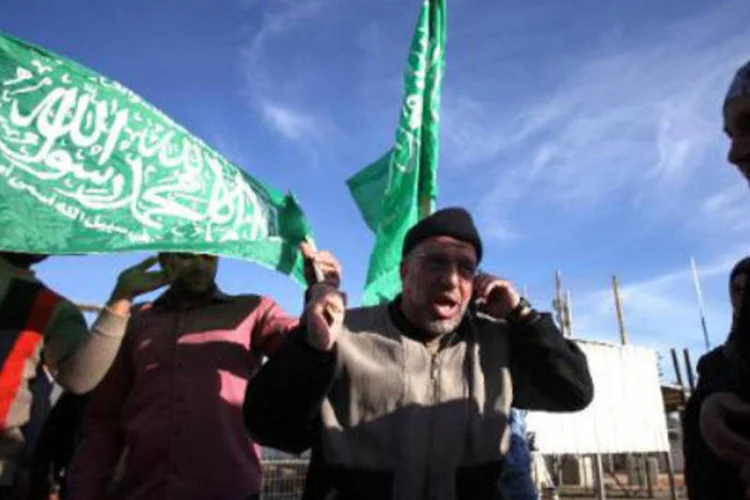 Sheikh Hassan Yousef (c), um dos líderes do Hamas: objetivo é impedir disparos de foguetes a partir do território palestino (Abbas Momani/AFP)