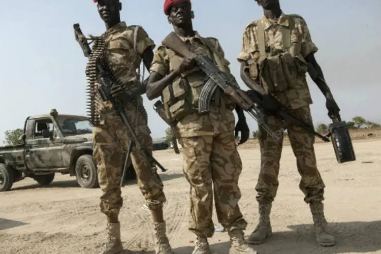 Militares no Sudão do Sul: rebeldes tinham tomado o controle de Malakal na semana passada (George Philipas/Reuters)