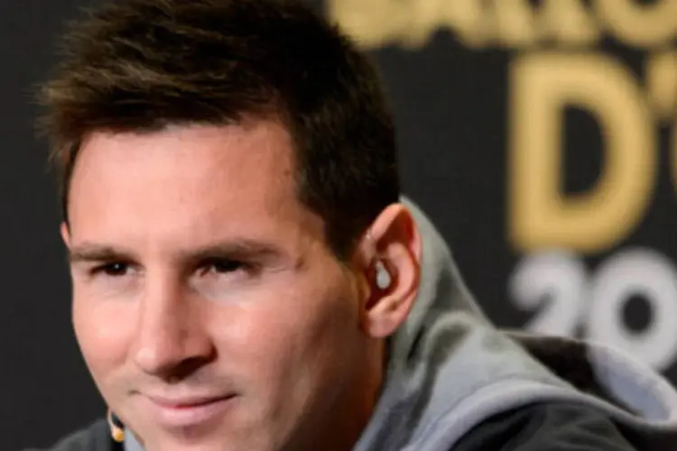 O atacante Lionel Messi, durante coletiva de imprensa: "é meu sétimo ano nesta cerimônia entre os três finalistas. Isso é mais que suficiente", disse (AFP/Getty Images)