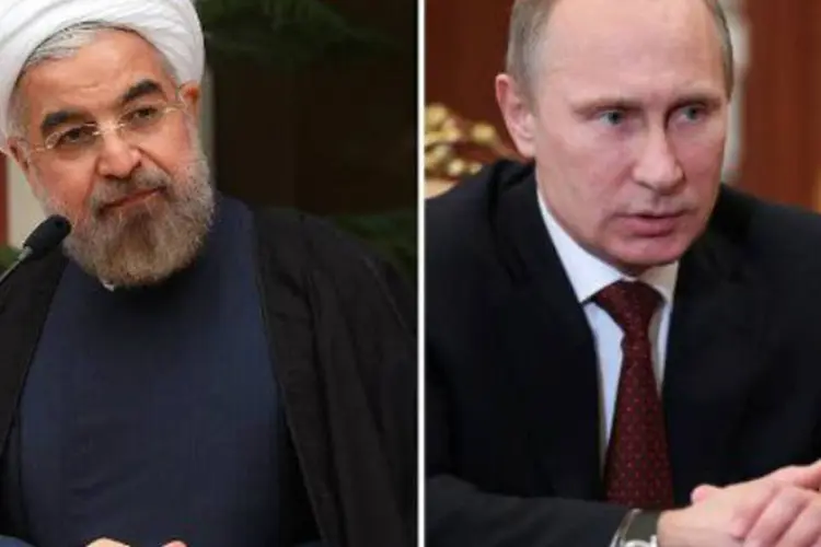 Presidente do Irã Hassan Rohani (E) e o presidente russo Vladimir Putin: "presidentes conversaram sobre problemas internacionais atuais", diz comunicado (AFP)