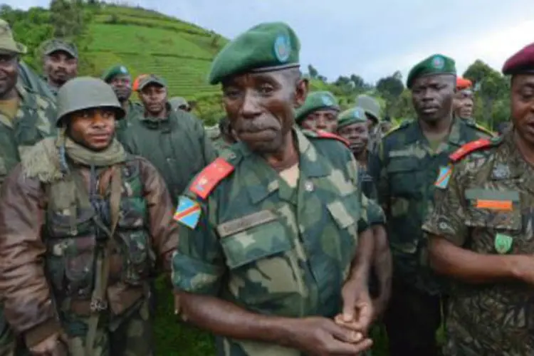 Membros do exército da República Democrática do Congo: importante dispositivo de segurança foi mobilizado nas ruas da capital do país (Junior D. Kannah/AFP)