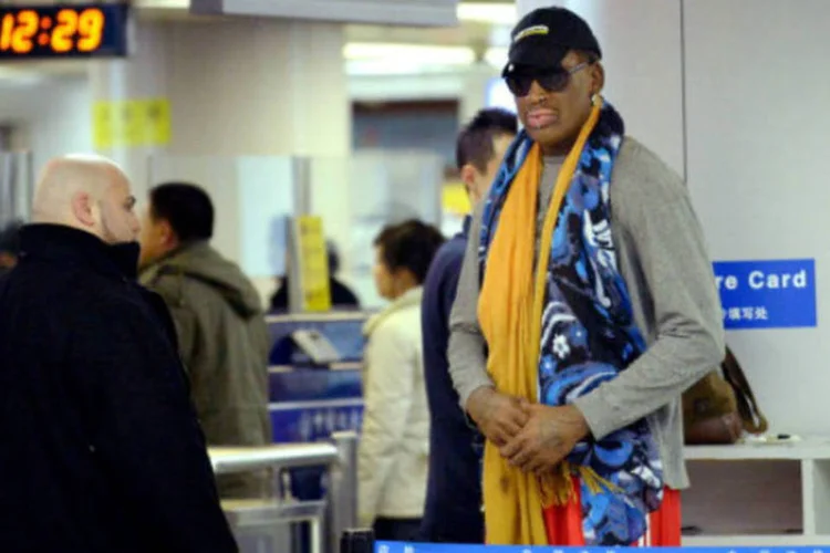 Ex-jogador de basquete Dennis Rodman: jogador irá preparar uma partida de veteranos da NBA dedicada a Kim Jong-un (AFP/Getty Images)