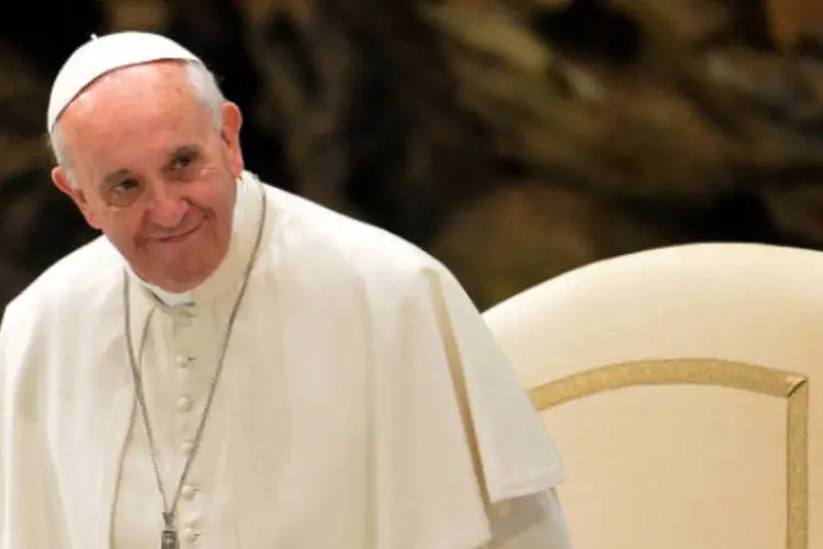 O papa Francisco, no Vaticano: comemoração contou com a participação de quatro moradores de rua (AFP/Getty Images)
