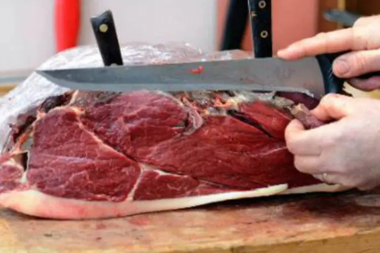 Açougueiro corta carne de cavalo: autoridades investigam a comercialização de carne de cavalo que serviu anteriormente para estudos em laboratórios (Gerard Julien/AFP)