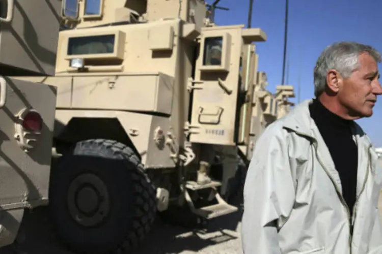 O secretário de Defesa americano, Chuck Hagel,, no Afeganistão: Hagel se reunirá com autoridades civis e militares do Paquistão (Mark Wilson/Pool/Reuters)