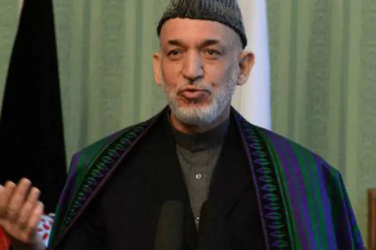 O presidente afegão Hamid Karzai: a Otan, junto a parceiros como o Japão, também espera financiar parcialmente as forças afegãs (Aref Karimi/AFP)