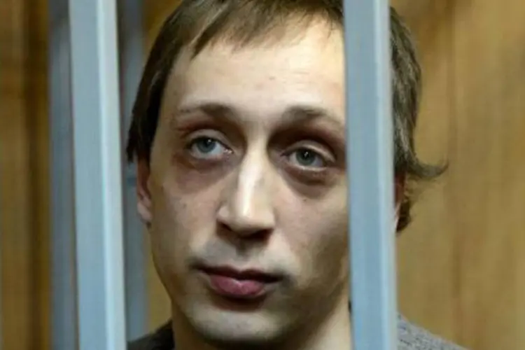 O bailarino do Bolshoi Pavel Dmitrichenko, em Moscou: promotor considerou que o ataque foi premeditado (Kirill Kudryavtsev/AFP)