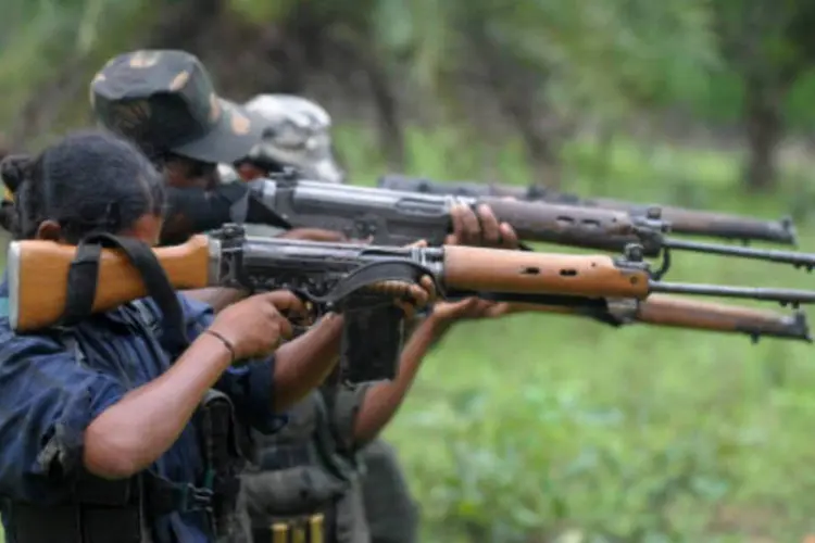 Guerrilheiros maoístas na Índia: guerrilha tem suas fortificações no chamado "cinturão vermelho" da Índia (Getty Images)
