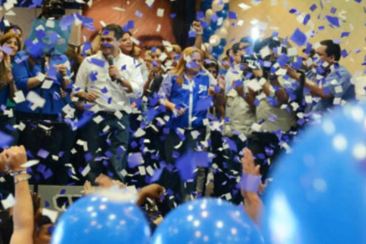 Juan Orlando Hernández, do Partido Nacional, em Honduras: com 54% dos votos apurados, o Tribunal Superior Eleitoral de Honduras aponta Hernández como o virtual vencedor (Getty Images)