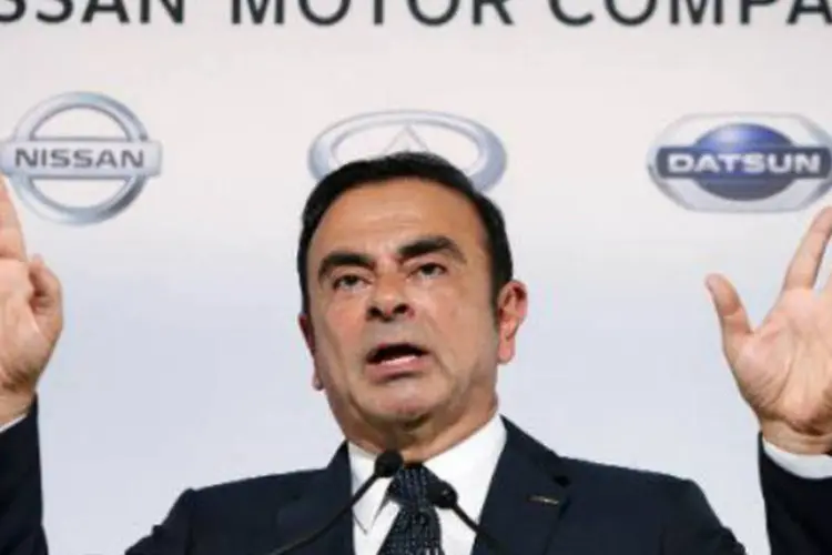 O presidente da Nissan, Carlos Ghosn: reorganização ocorre após os resultados financeiros decepcionantes da Nissan (Jiji Press/AFP)