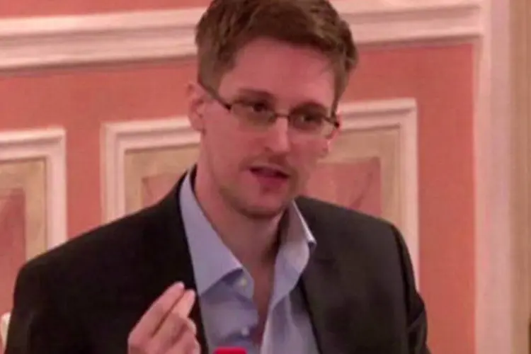 
	Edward Snowden durante entrevista: o ex-agente recebeu em agosto asilo de um ano na R&uacute;ssia
 (Getty Images)