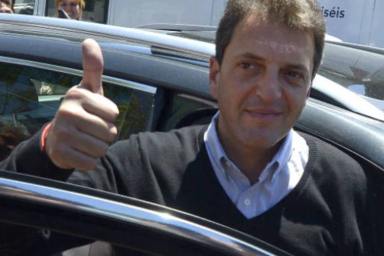Sergio Massa, candidato da Frente Renovadora pela província de Buenos Aires: com 97,34% dos votos apurados, Massa alcança 43,92% dos votos (Getty Images)