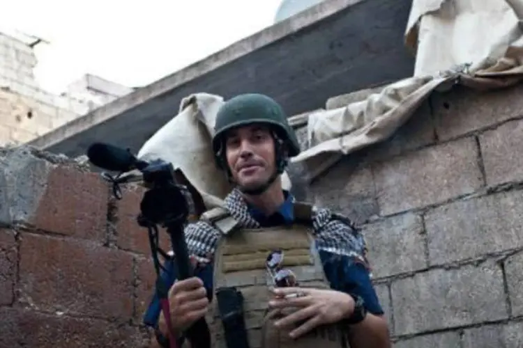 O repórter freelance James Foley: Foley foi, segundo testemunhas, capturado por homens armados no noroeste do país em 22 de novembro de 2012 (Nicole Tung/AFP)