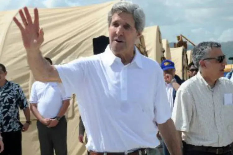 
	O secret&aacute;rio de Estado americano, John Kerry, nas Filipinas
 (Jay Directo/AFP)