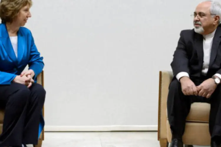 Representante da diplomacia europeia, Catherine Ashton, e do Irã, Mohammad Javad Zarif: fontes afirmavam  que a situação é "mais complicada do que parecia" (Getty Images)