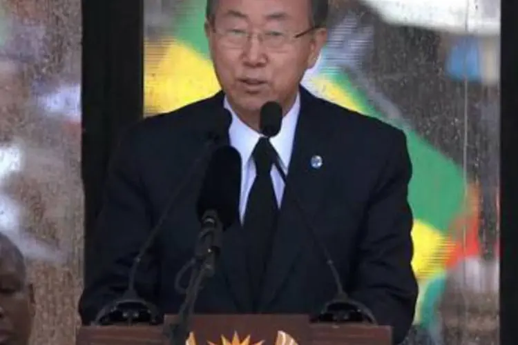 
	O secret&aacute;rio-geral da ONU, Ban Ki-moon: &quot;Sobre estas armas qu&iacute;micas, acredito que o processo tem andado sem percal&ccedil;os, apesar de ter havido alguns atrasos&quot;
 (AFP)