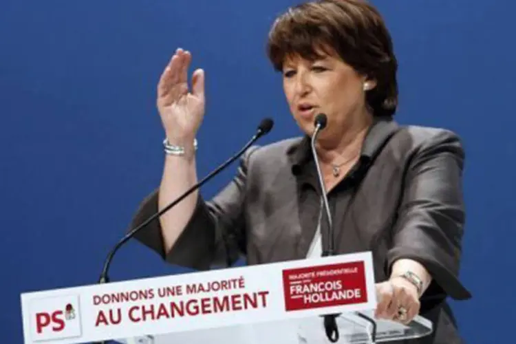Martine Aubry, primeira-secretária do partido Socialista francês: "é preciso ir mais longe, precisamos de leis (...) precisamos de uma maioria na Assembleia Nacional" (Denis Charlet/AFP)