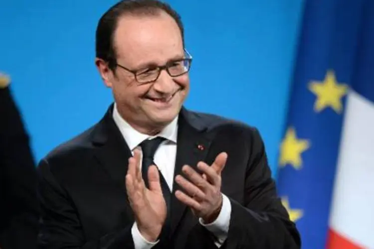 
	O presidente franc&ecirc;s Fran&ccedil;ois Hollande: a Fran&ccedil;a cresceu no maior ritmo em dois anos no primeiro trimestre de 2015
 (Nicolas Tucat/AFP)