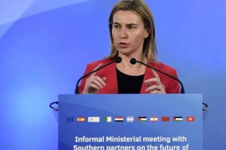 Federica Mogherini: "apoiamos a presença Palestina em Jerusalém Oriental em termos políticos e financeiros" (LLUIS GENE/AFP)