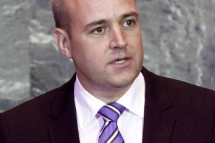Presidente interino da União Europeia, Fredrik Reinfeldt (.)