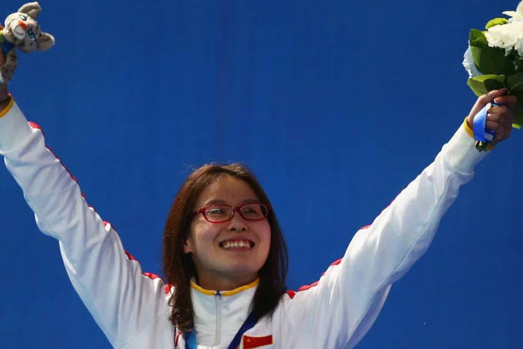 
	Fu Yuanhui: em menos de uma semana, ela ganhou sete milh&otilde;es de seguidores em sua conta
 (Clive Rose/Getty Images)