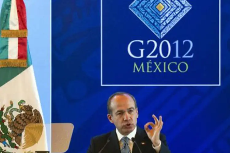 O presidente mexicano Felipe Calderón: "é em um momento chave da história econômica contemporânea" (Alfredo Estrella/AFP)