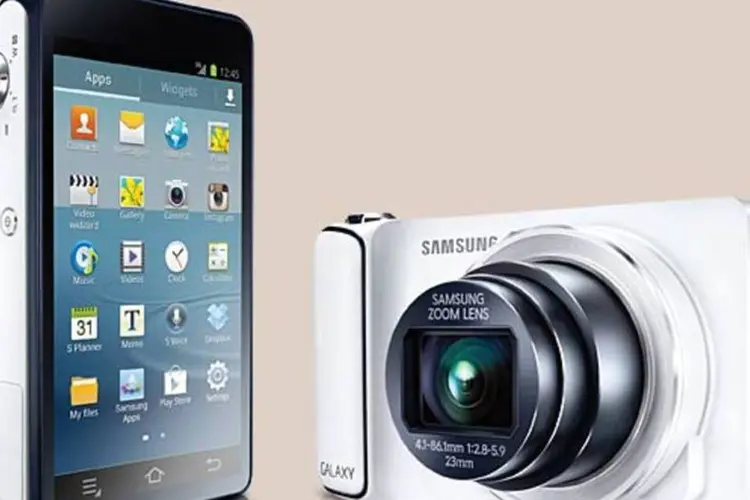 
	Galaxy Camera, da Samsung: modelos s&atilde;o capazes de se conectar a rede 3G e 4G
 (Divulgação)