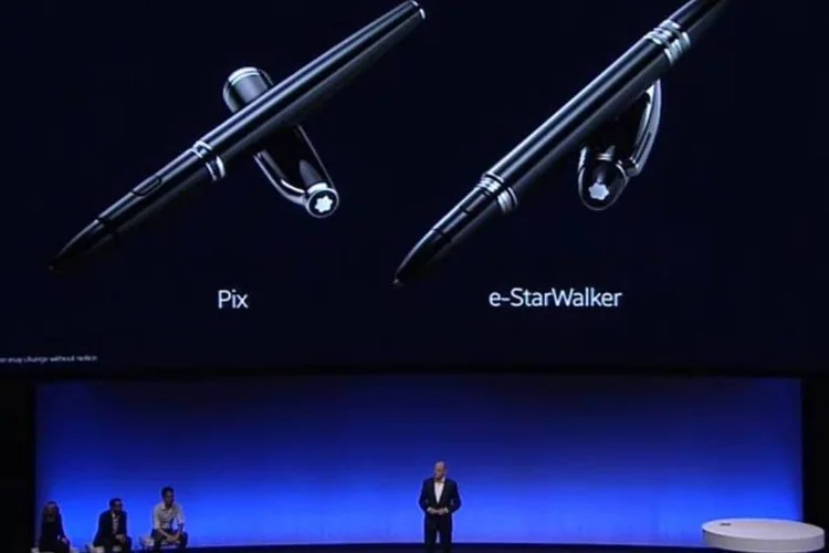 
	Apresenta&ccedil;&atilde;o do Galaxy Note 4, da Samsung: Galaxy Note 4 conta com novo design
 (Reprodução de EXAME.com)