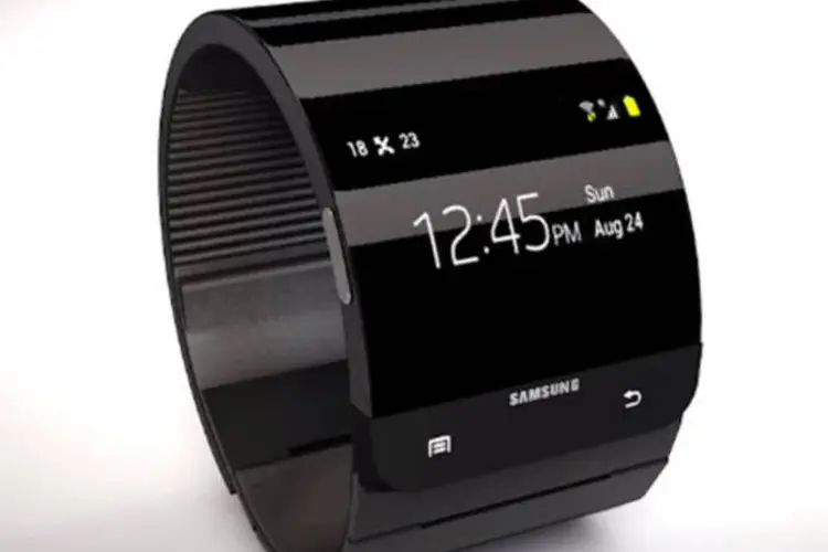 Ilustração mostra como poderá ser o Galaxy Gear: relógio inteligente será revelado no próximo dia 4 de setembro. Data foi confirmada pela Samsung (Divulgação/T3)