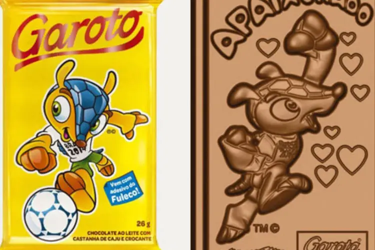 Garoto apresenta chocolate oficial Copa: mascote Fuleco e recheio de castanha do pará com caramelo (Divulgação)