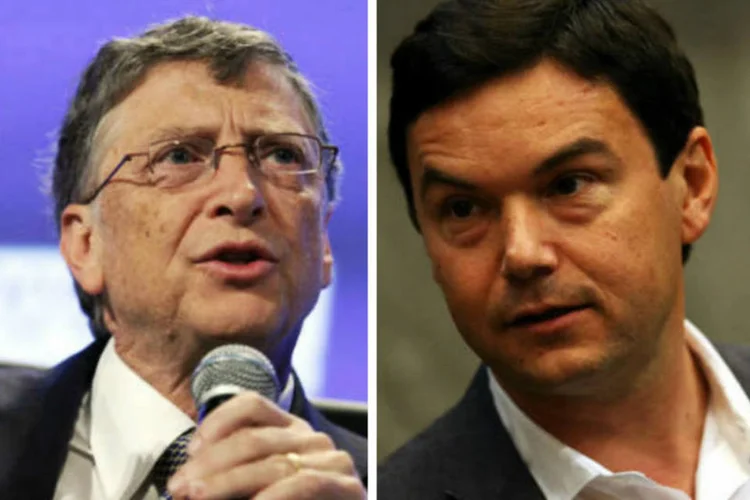 
	Bill Gates e Thomas Piketty: fundador da Microsoft aponta corre&ccedil;&otilde;es ao best-seller do economista
 (Yuri Gripas/Reuters e Justin Sullivan/Getty Images)