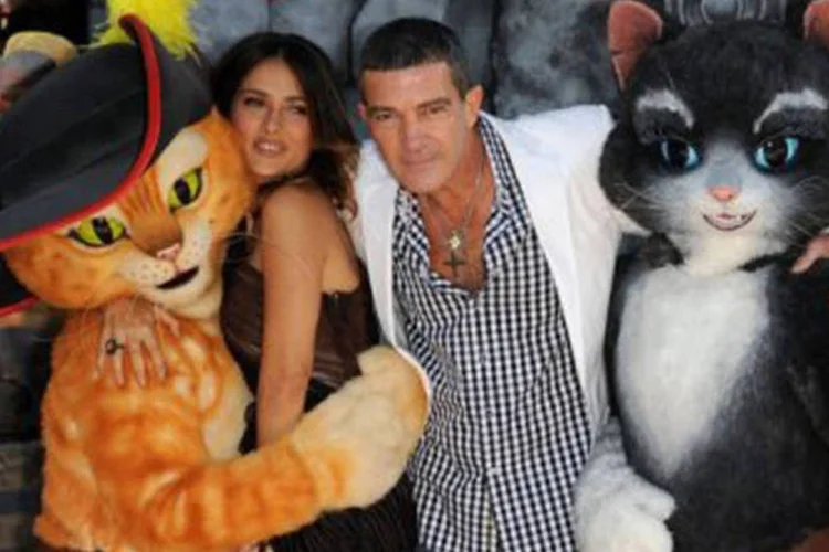 Salma Hayek e Antonio Banderas na pré-estreia do filme em Westwood, Califórnia
 (Michael Buckner/Getty Images/AFP)