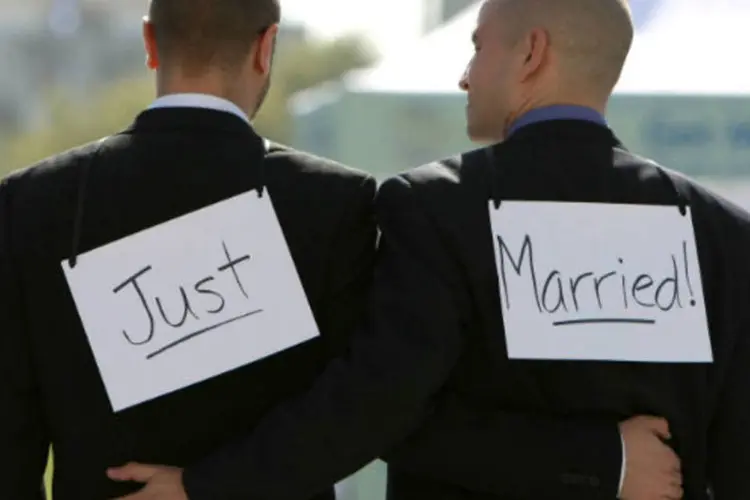 
	Casamento homossexual: o casamento gay j&aacute; &eacute; reconhecido por nove Estados dos EUA mais o Distrito de Columbia (capital). Em 30 Estados, por outro lado, h&aacute; emendas constitucionais que o pro&iacute;bem expressamente.
 (Justin Sullivan/Getty Images)