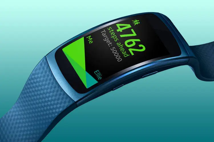 
	Gear Fit 2: o aparelho tem tela curva e GPS integrado
 (Divulgação/Samsung)