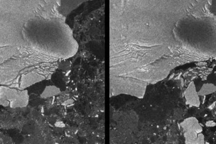 O maior dos blocos de gelo mede 9,5 km por 6,5 km, superfície similar à de Manhattan, e tem espessura de 80 metros, segundo análise das imagens (AFP)