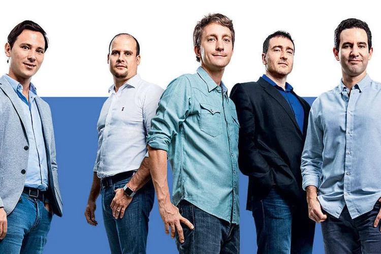 
	Empreendedores: Mendez, da Loggi; Serodio, da Beleza na Web; Lambrecht, da 99Taxis; deMello, da PSafe; e V&eacute;lez, da Nubank
 (Germano Luders/Exame)