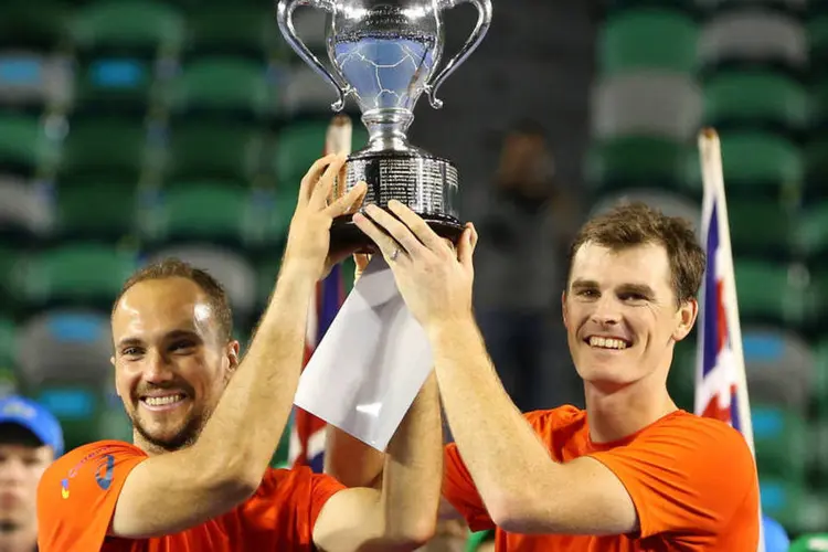 
	Bruno Soares e Jamie Murray: os tenistas venceram na categoria duplas masculinas do Aberto da Austr&aacute;lia
 (Quinn Rooney/Getty Images)