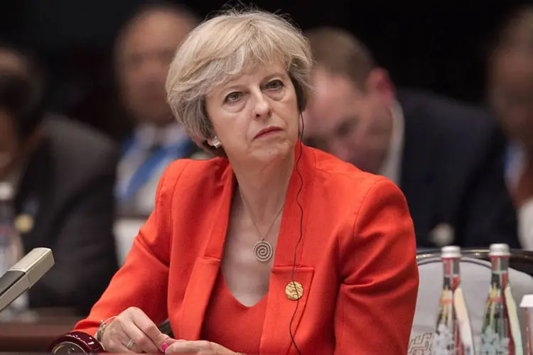 
	Theresa May: a primeira-ministra discursou durante a reuni&atilde;o do G20
 (Getty Images/Pool)