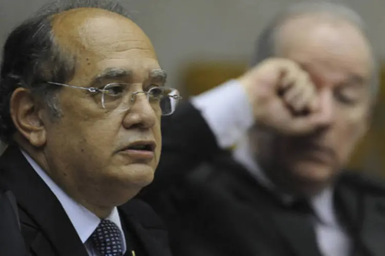 Gilmar Mendes durante julgamento do mensalão: o primeiro a votar é o ministro Gilmar Mendes (Fábio Rodrigues Pozzebom/ABr)