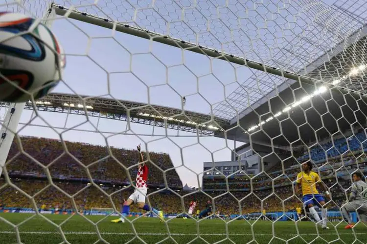 
	Croata comemora gol contra do Brasil durante partida no Itaquer&atilde;o, pela Copa do Mundo de 2014
 (Murad Sezer/Reuters)