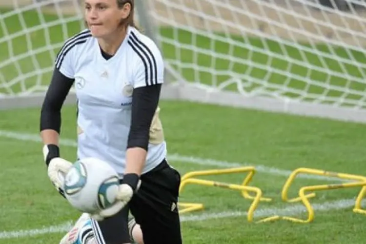 Nadine Angerer, da seleção alemã de futebol feminino: goleira assumiu sua bissexualidade publicamente (AFP)
