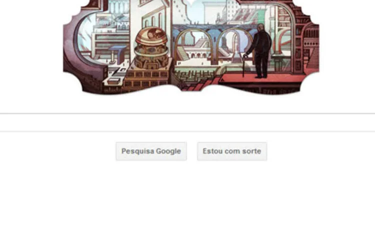 No doodle surrealista, se vê uma imagem do autor de costas, observando seu imenso mundo narrativo (Reprodução)