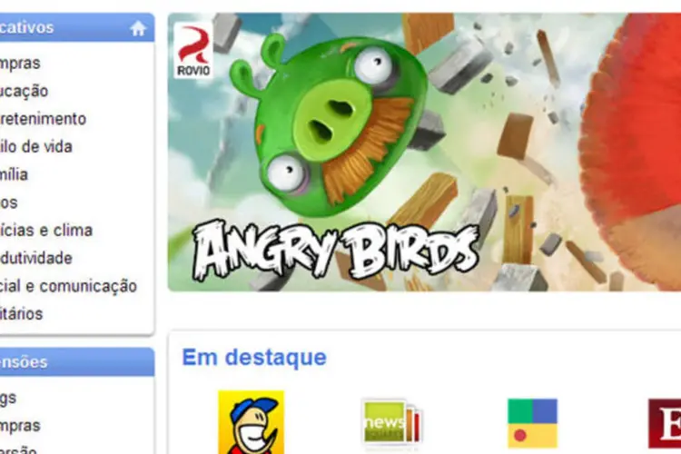 O Angry Birds, que pode ser jogado de graça, é destaque na Chrome Web Store, do Google  (Reprodução)