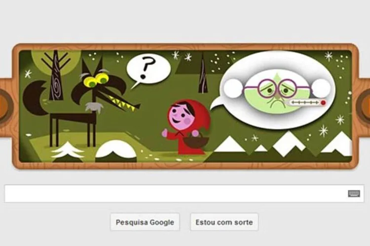 Basta ir clicando no Doodle para ver as cenas de "Chapeuzinho Vermelho", até a derrota final do Lobo Mau.  (Reprodução / Google)