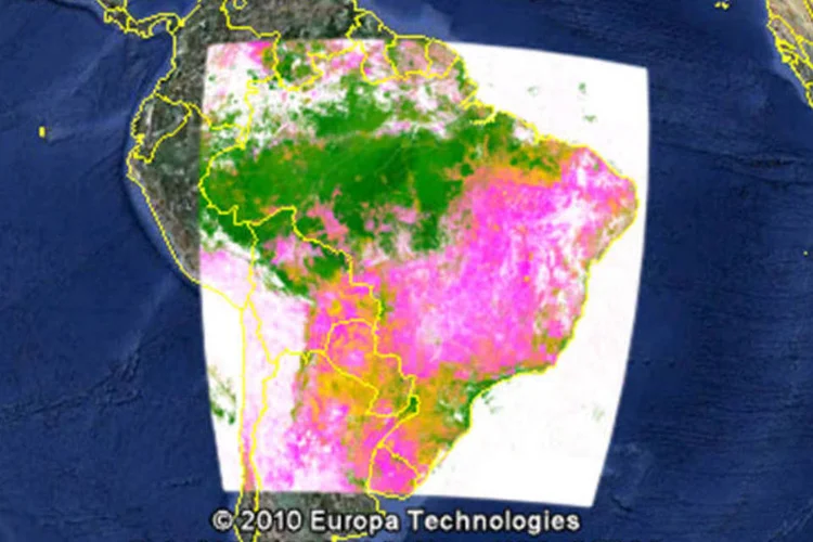 Mapa do desmatamento na Amazônia, visto pelo Google Earth Engine (Reprodução/Google Earth)