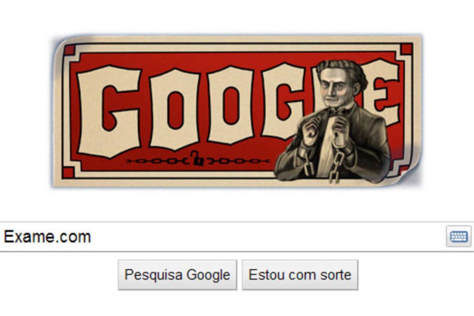 O logotipo do Google foi redesenhado para homenagear, hoje, o mágico Houdini (Reprodução)