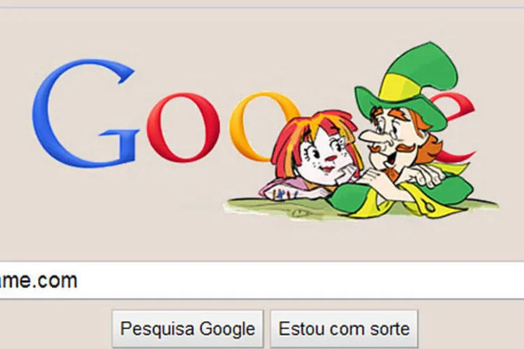 No logotipo do Google, a presença dos personagens Emília e Visconde de Sabugosa homenageia o escritor Monteiro Lobato (Reprodução)