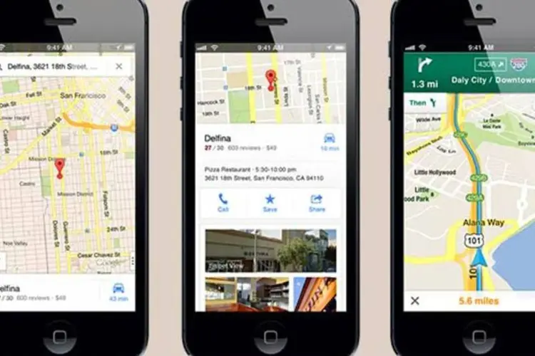O Google Maps para iPhone oferece busca de lugares, traçado de rotas e instruções de caminho curva a curva, mas não funciona sem acesso à internet (Divulgação)