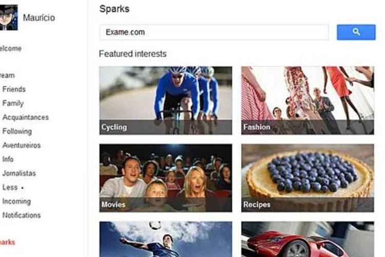 O recurso Sparks da rede social Google%2B (Reprodução)